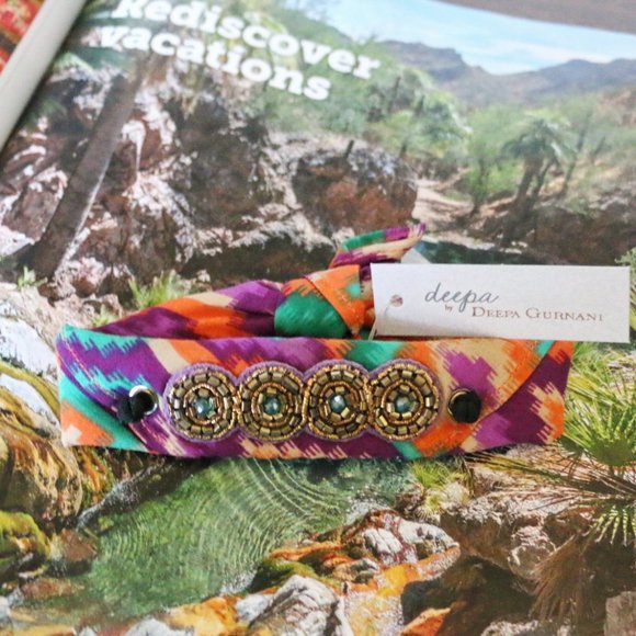 Jeweled Deepa Pony Tail Wrap Fabric Bracelet NWT main image 5